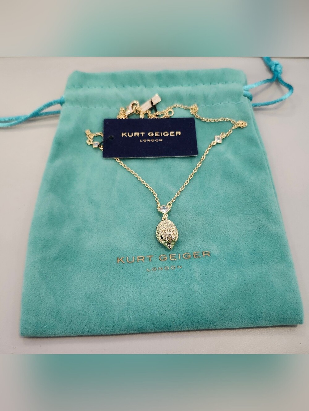 NWT Kurt Geiger Gold-Tone Eagle Pave Crystal Necklace